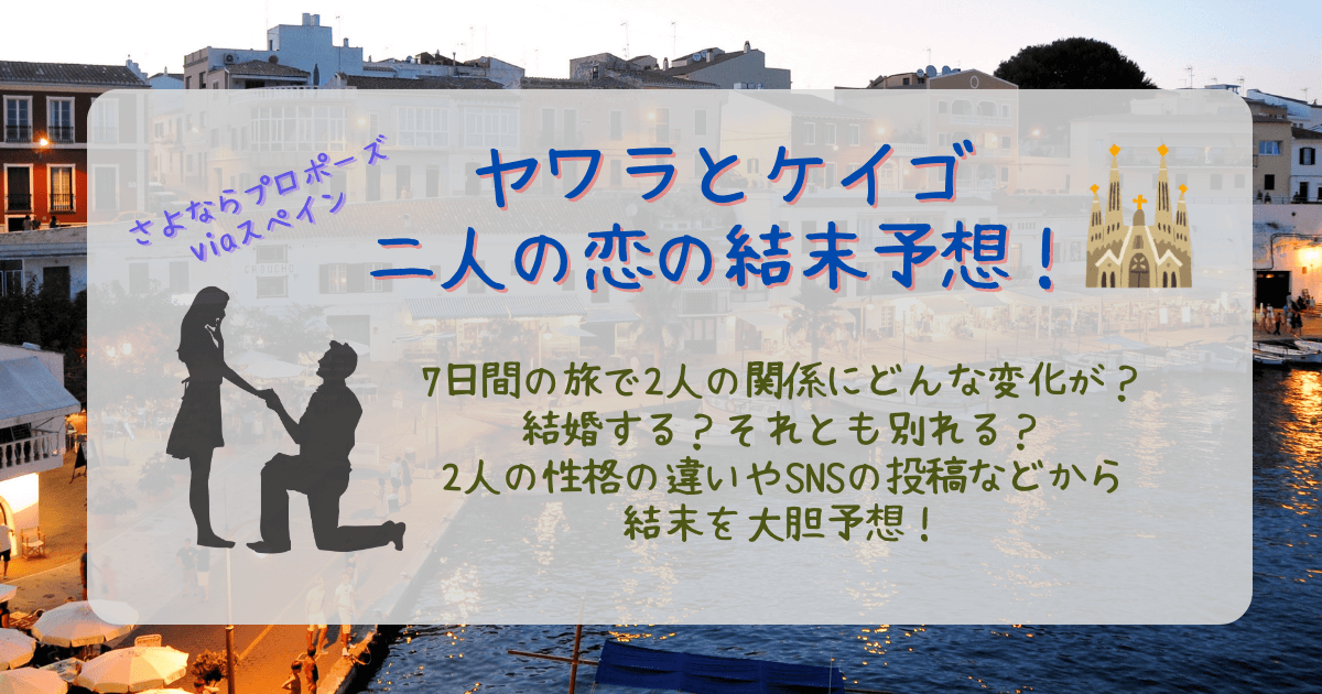 さよならプロポーズ　スペイン　ヤワラ　ケイゴ　結果　結末　結婚　別れる　予想　性格の違い　その後　現在